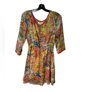Umgee Semi sheer,babydoll dress,multicolor, abstract,paisley,colorful,boho